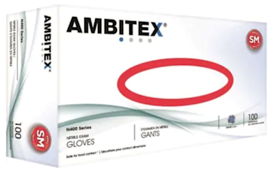 DISPOSABLE GLOVES, AMBITEX, 3 MIL, NITRILE, POWDER-FREE, BLUE, S, 1000 GLOVES/CT LARGE